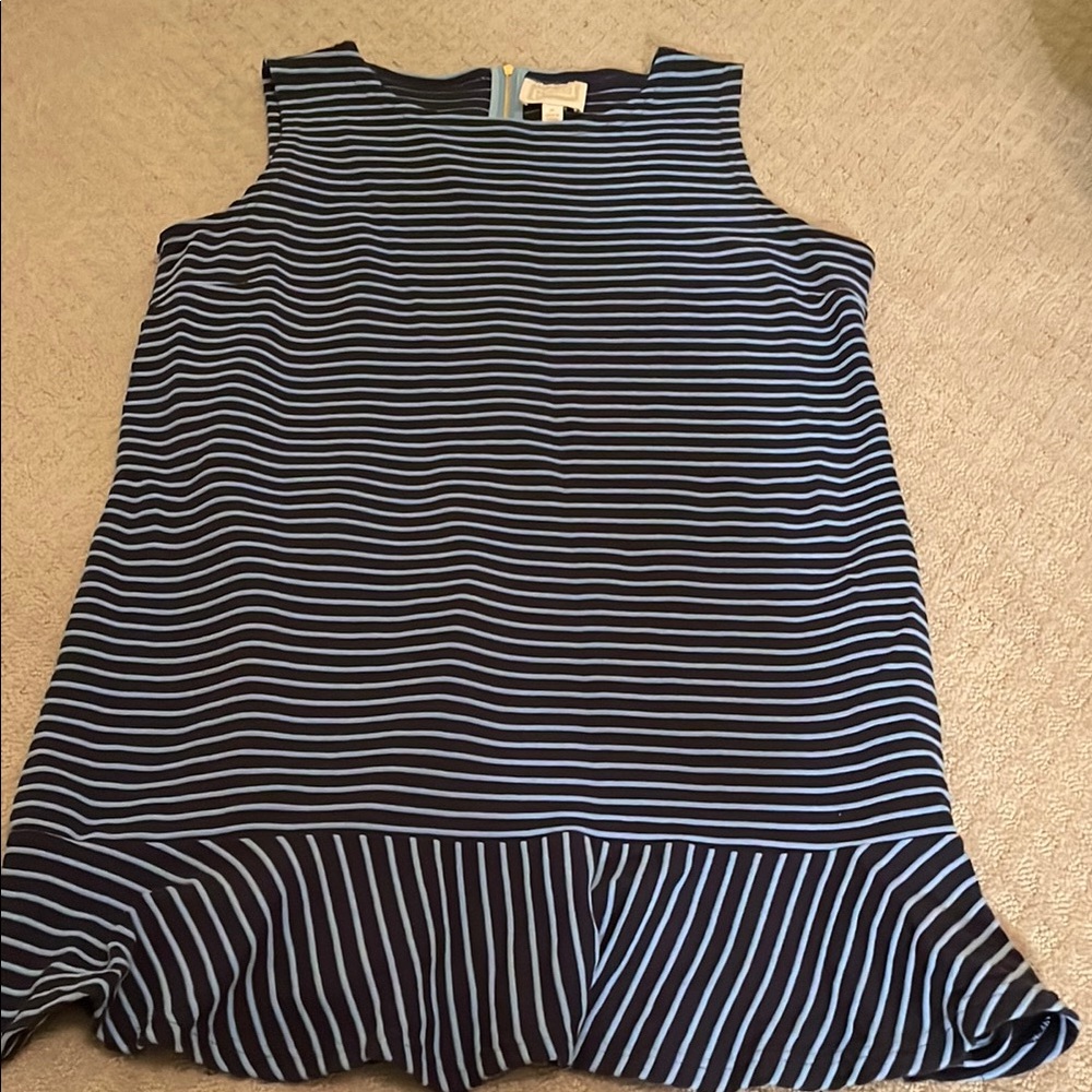Sail to Sable Ruffled Blue and White Tank Mini Dress